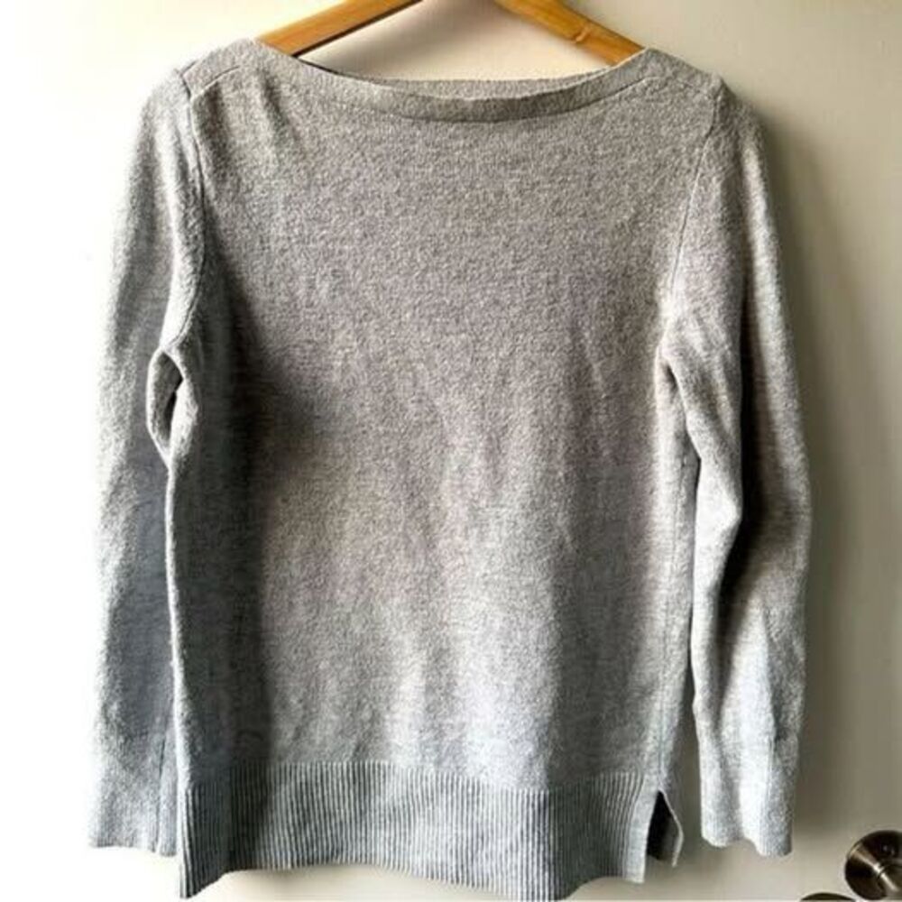 LOFT Gray Boat Neck Sweater Small Lightweight Minimalist Office Monochrome